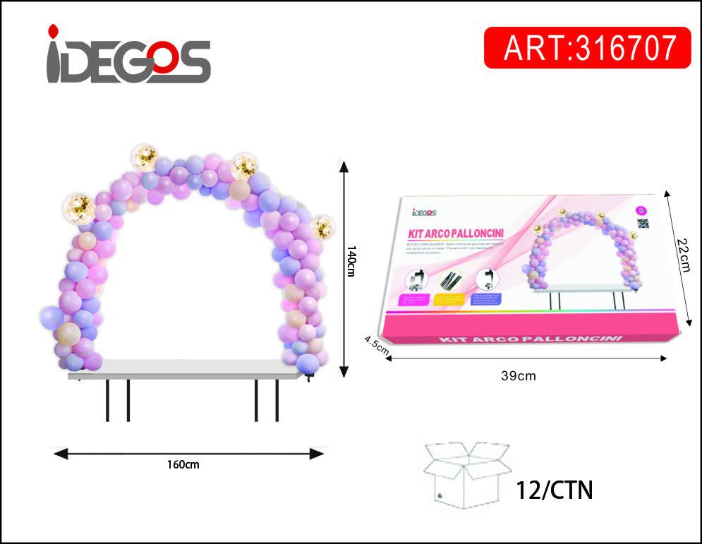 KIT ARCO PALLONCINI ROSA LILLA IN PASTELLO