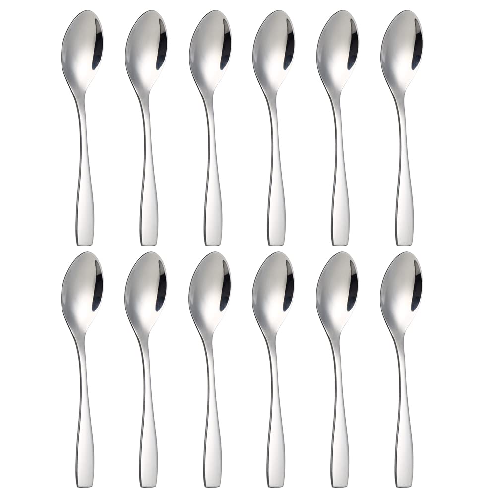 CISAY Set di cucchiaini da caffè, 12 pezzi, 12,2 cm, in acciaio inox lucido, lavabile in lavastoviglie (argento)