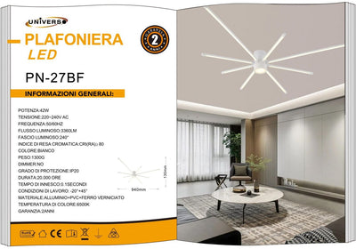 LAMPADARIO DA SOFFITTO/42W/6500K/BIANCO