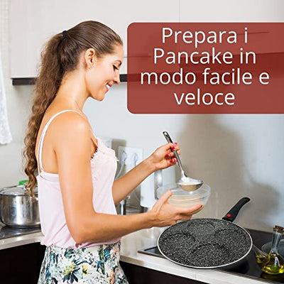 NAMAI- Padella Per Pancake Antiaderente - per Uova- Manico Removibile- Alluminio Pressofuso - 23 cm Diametro