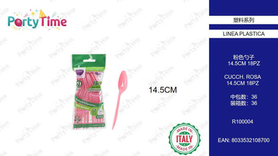 R100004 CUCCHIAINI  RIUTILIZZABILI 18 PZ ROSA