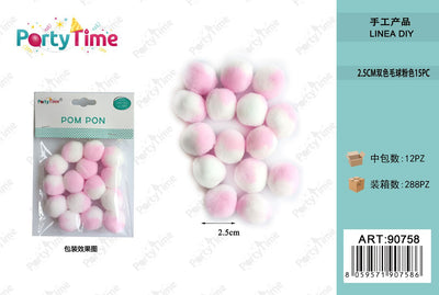 *POM PON BICLORE 2.5CM 15PZ