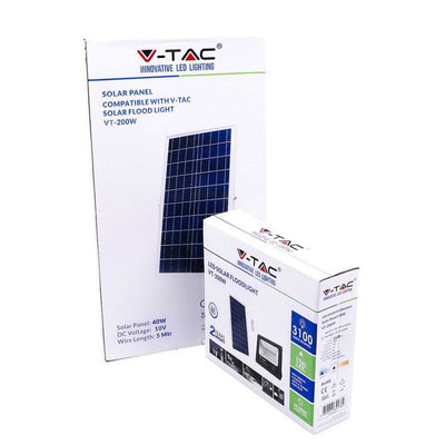 V-TAC Faro LED 200W  con Telecomando e Pannello Solare 40W 4000K