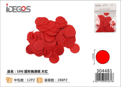 CARTA CORIANDOLI IN ROTONDO ROSSO 10G