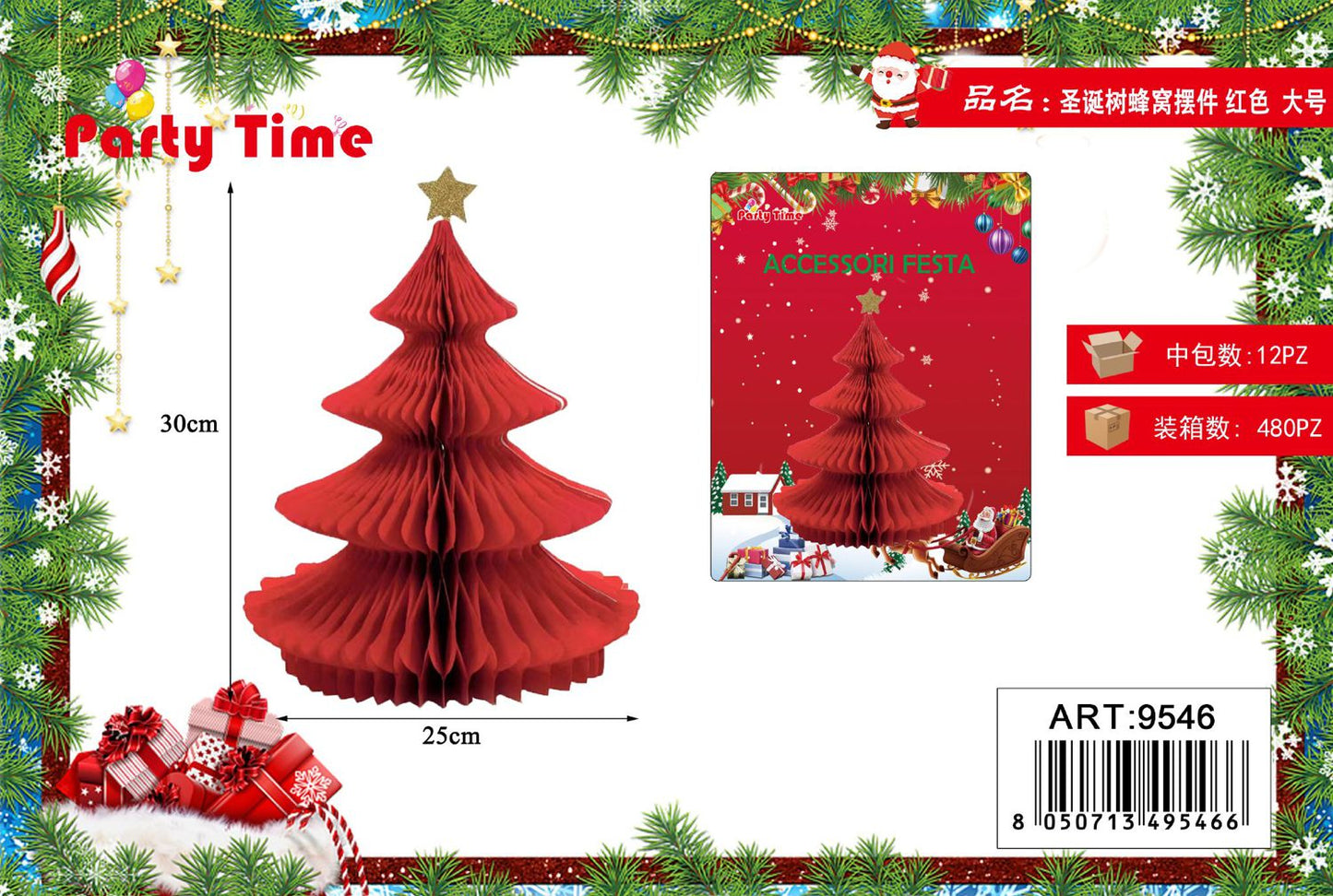 *ACCESORI FESTA ALBERO DI NATALE ROSSO GRANDE