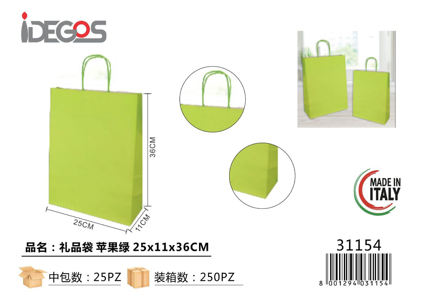 SHOPPER JOLLY VERDE MELA 25x11x36 CM