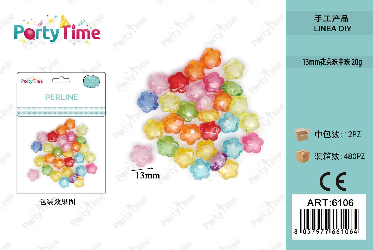 *PERLINE COLORE MISTO 13mm