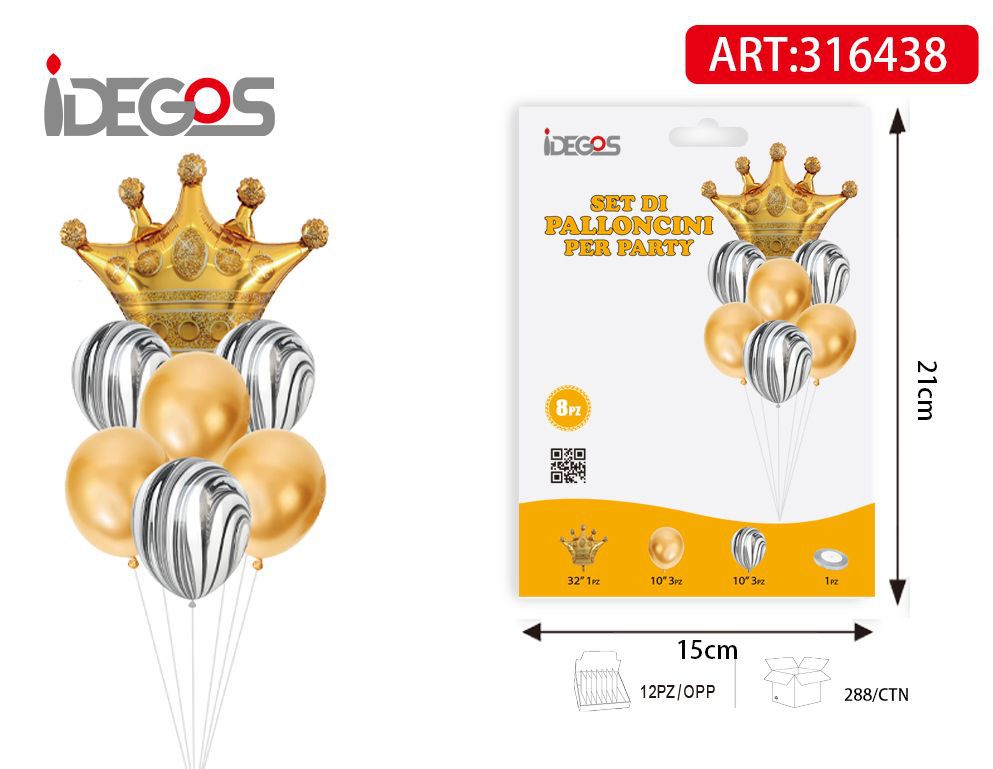 SET DI PALLONCINI CORONA ORO