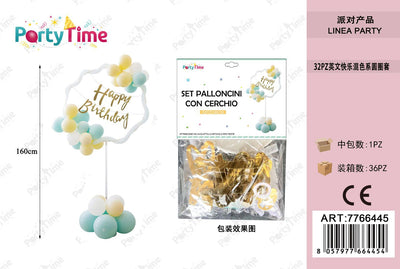 *SET PALLONCINI CON CERCHIO happy birthday colore misto