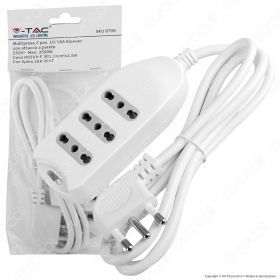 Multipresa 3 Pos 10/16A Bipasso Con Attacco a parete 250V~Max:3500W Cavo H05VV-F 3G1.0mmX1.5m Con Spina 16A 2P+T