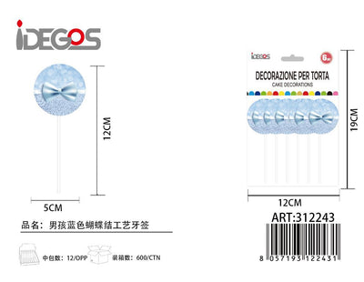 DECORAZINE PER TORTE CELESTE FIOCCO 6PZ