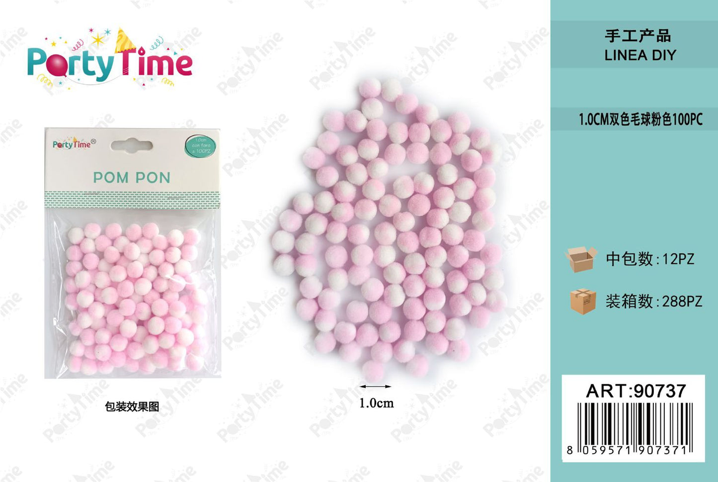 *POM PON BICLORE 1CM 100PZ