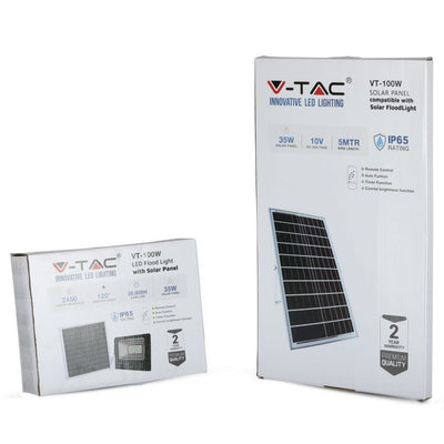 V-TAC Faro LED 100w con Telecomando e Pannello Solare 35W 4000K