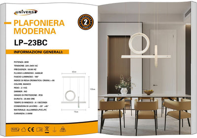 LAMPADARIO DA SOFFITTO BIANCO/80W/3000K