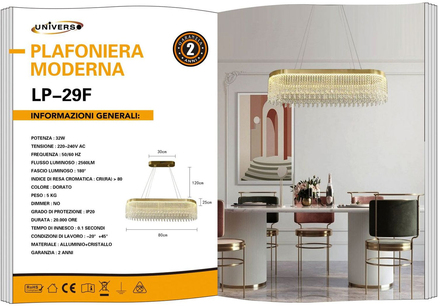 LAMPADARIO DA SOFFITTO/32W/6500K