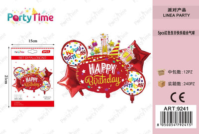 *set di palloncini happy birthday rosso