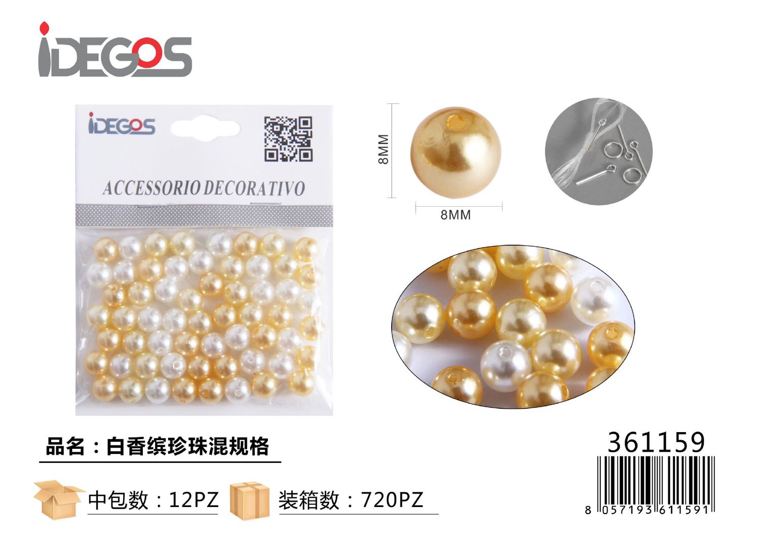 ACC/DECORATIVI DI PERLE BIANCO ORO