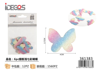 ACC/DECORATIVI A FARFALLA COLORATI 6PZ