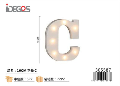 LETTERE CON LUCI LED C 16CM