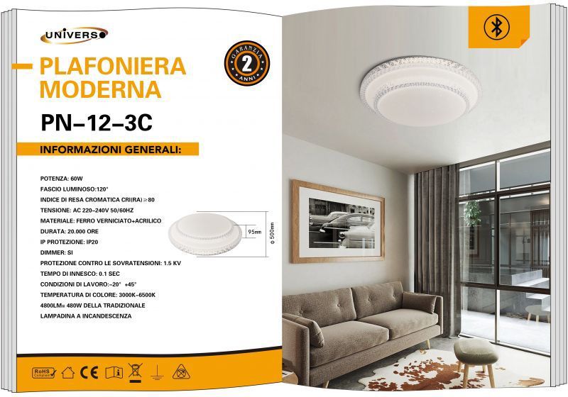 LAMPADARIO DA SOFFITTO/60W/3000K-6500K