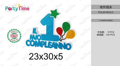 1` COMPLEANNO CELESTE 23x30x5