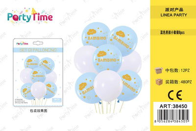 *SET PALLONCINI 8PZ BAMBINO CELESTE