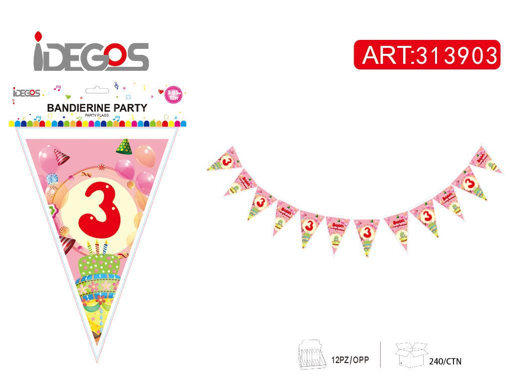 ACCE/FESTA BANDIERA CARTA N3 128G 12PZ 3.65M