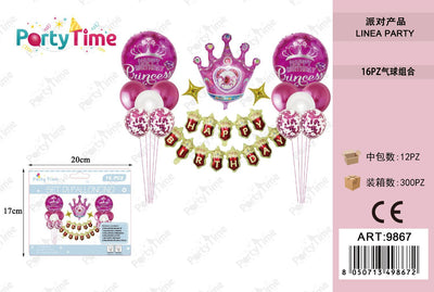 *set di palloncino 'happy birthday' fucsia