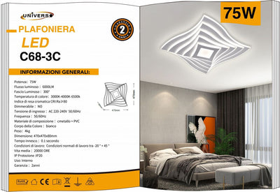 LAMPADARIO DA SOFFITTO/75W/3000K-6500K