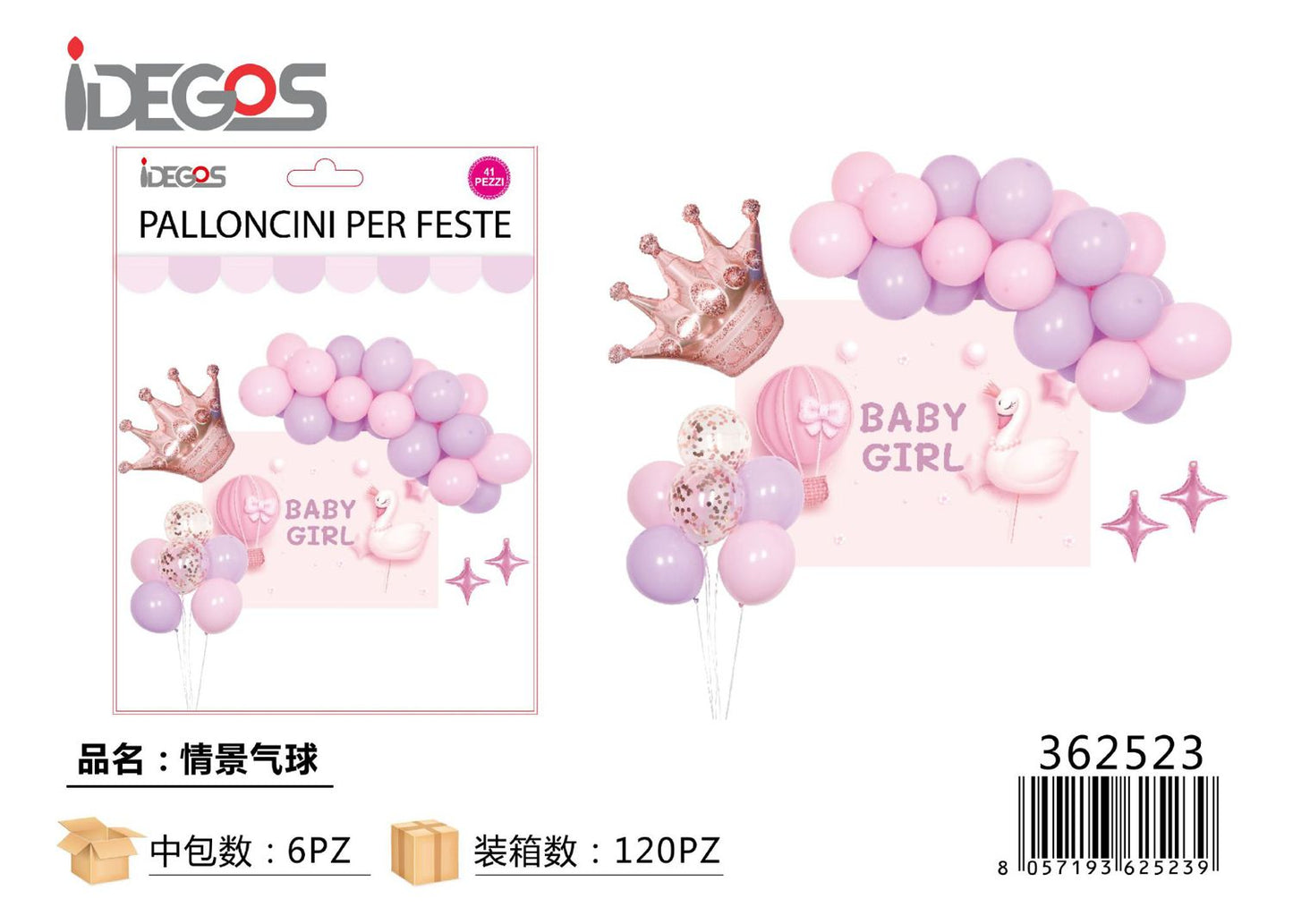 SET DI PALLONCINI BABY GIRL ROSA