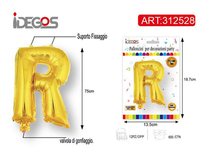 PALLONCINO IN ALLUMINIO 75CM LETTERE ORO R