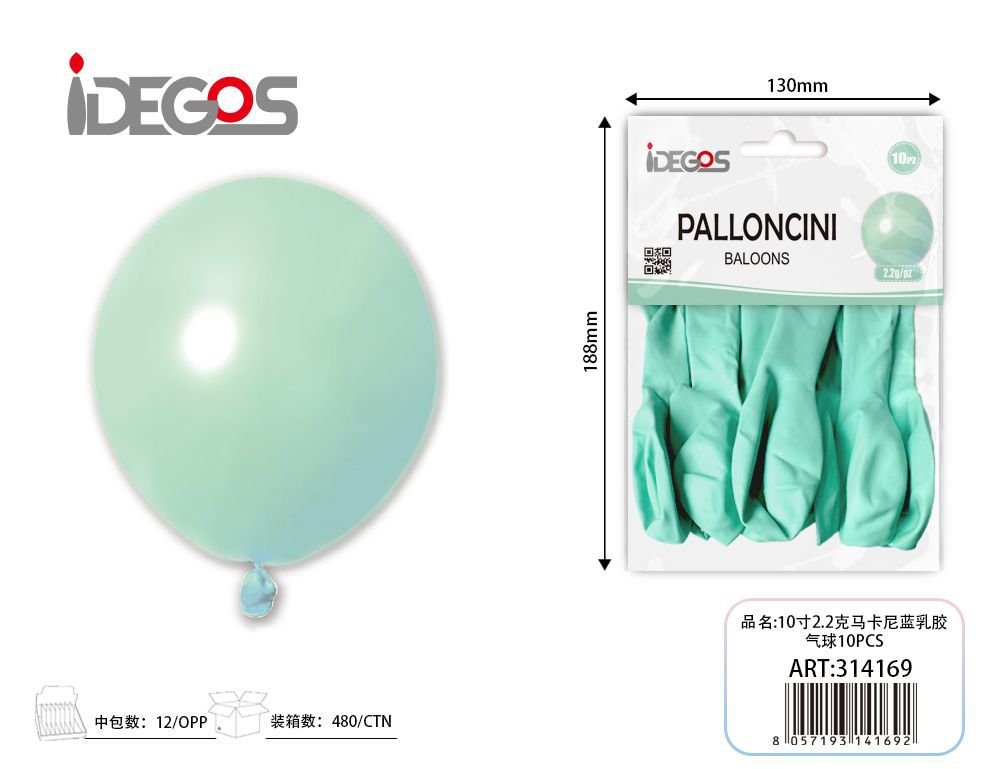 PALLONCINI IN LATTICE MACARON VERDE TIFFANY 10PZ 2.2G