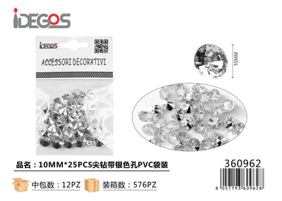 ACC/DECORAZIONE DI STRASS AREGENTO 10MM 25PZ