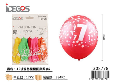 PALLONCINI IN LATTICE N7 COLORATI 12PZ