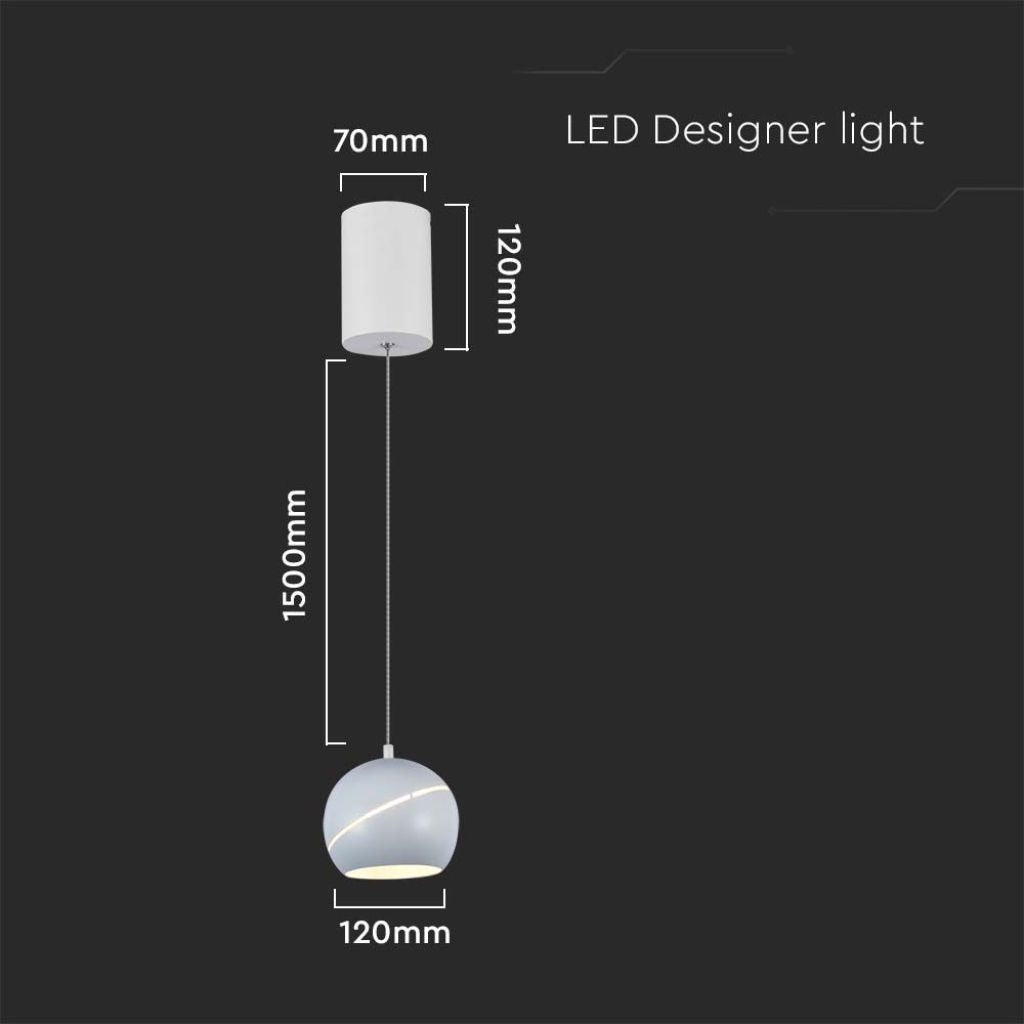 V-TAC Lampadario LED a Sospensione 8.5W a Forma di Campana Colore Bianco d: 18cm 3000K