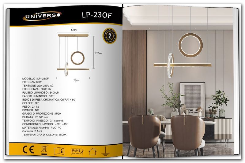 LAMPADARIO DA SOFFITTO ORO/80W/6500K