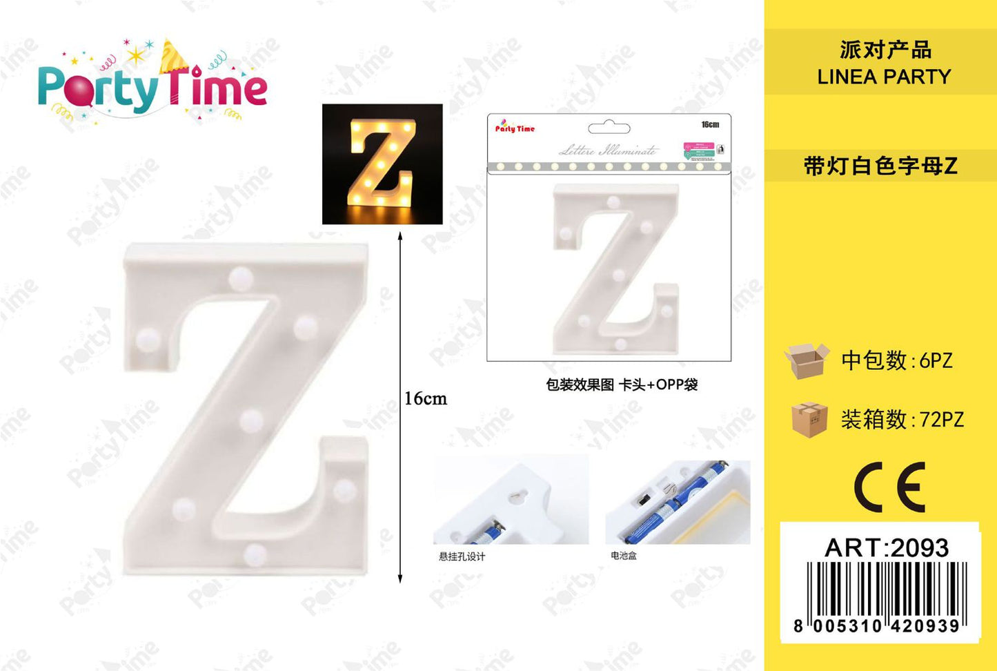 *16CM LETTERA A LUCI LED Z