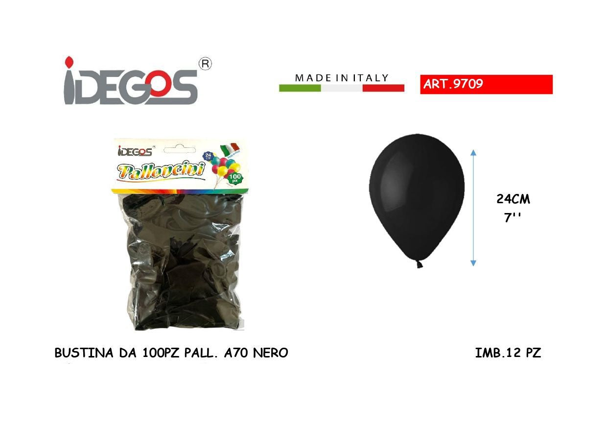 BUSTA DA 100 PALLONCINI NERO