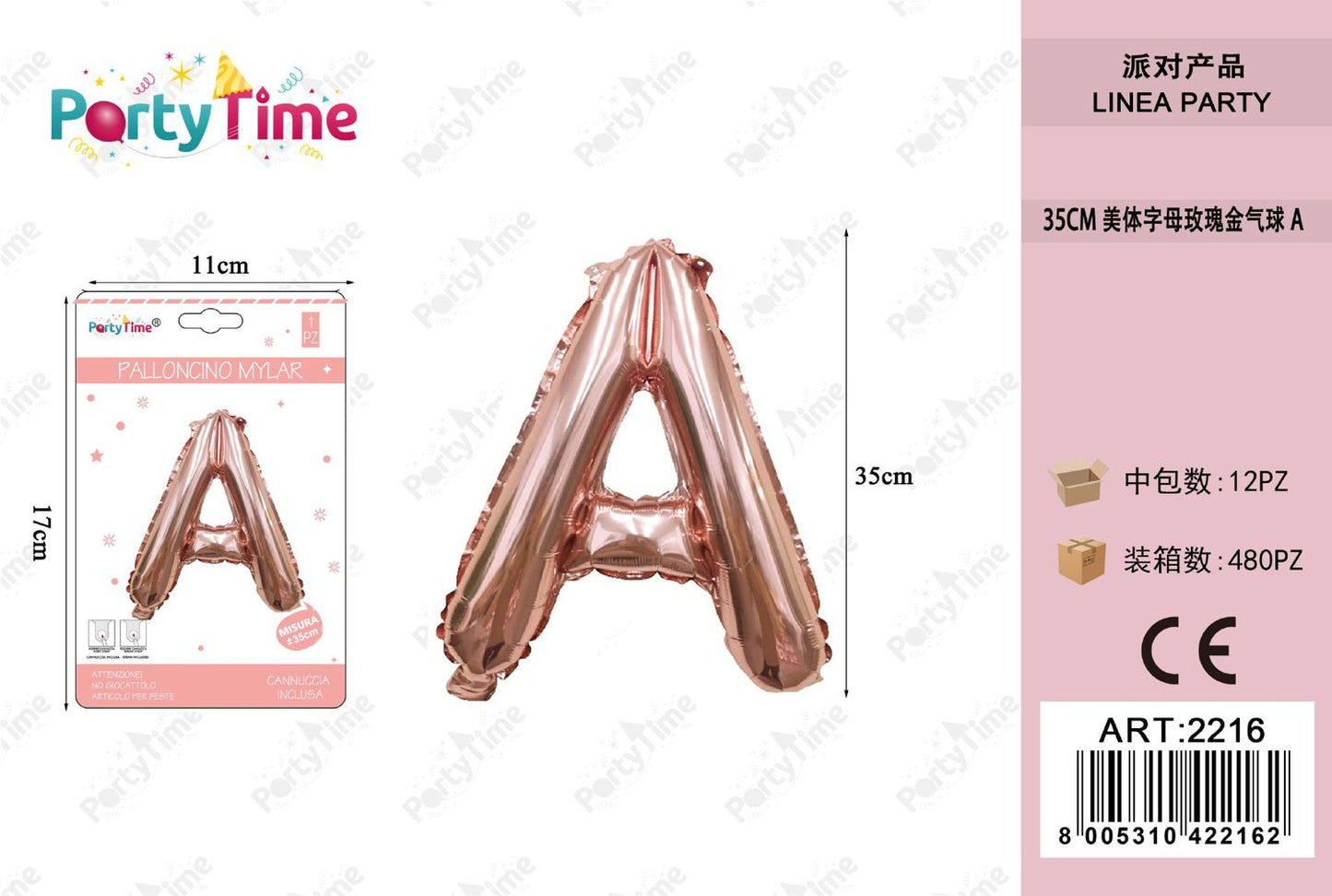 *35CM PALLONCINO ALLUMINIO ORO ROSA A