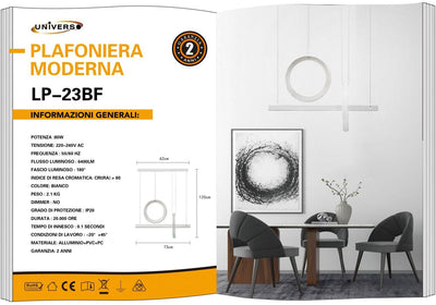 LAMPADARIO DA SOFFITTO BIANCO/80W/6500K