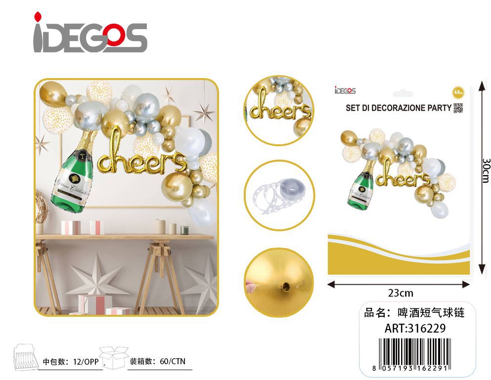 KIT ARCO DI PALLONCINI ORO ARGENTO