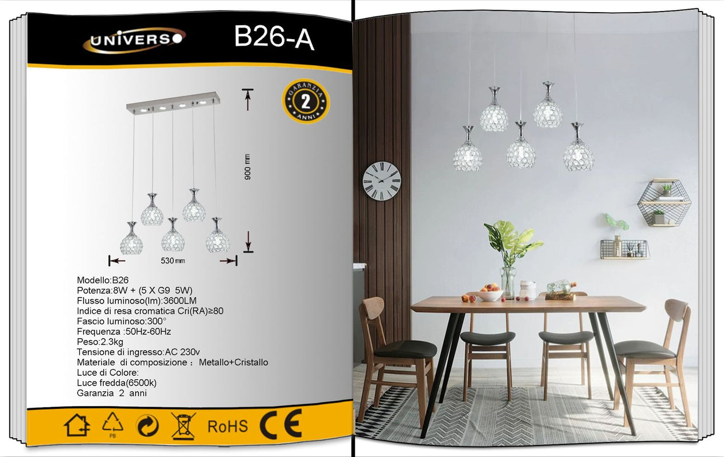 LAMPADARIO DA SOFFITTO/7W