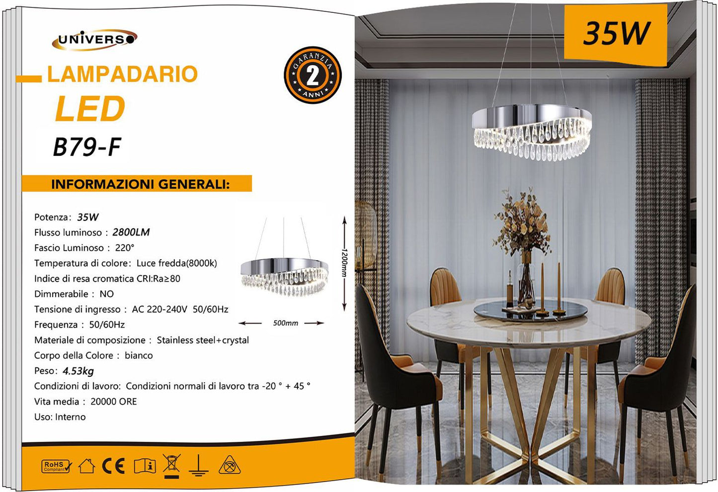 LAMPADARIO DA SOFFITTO/LED/35W