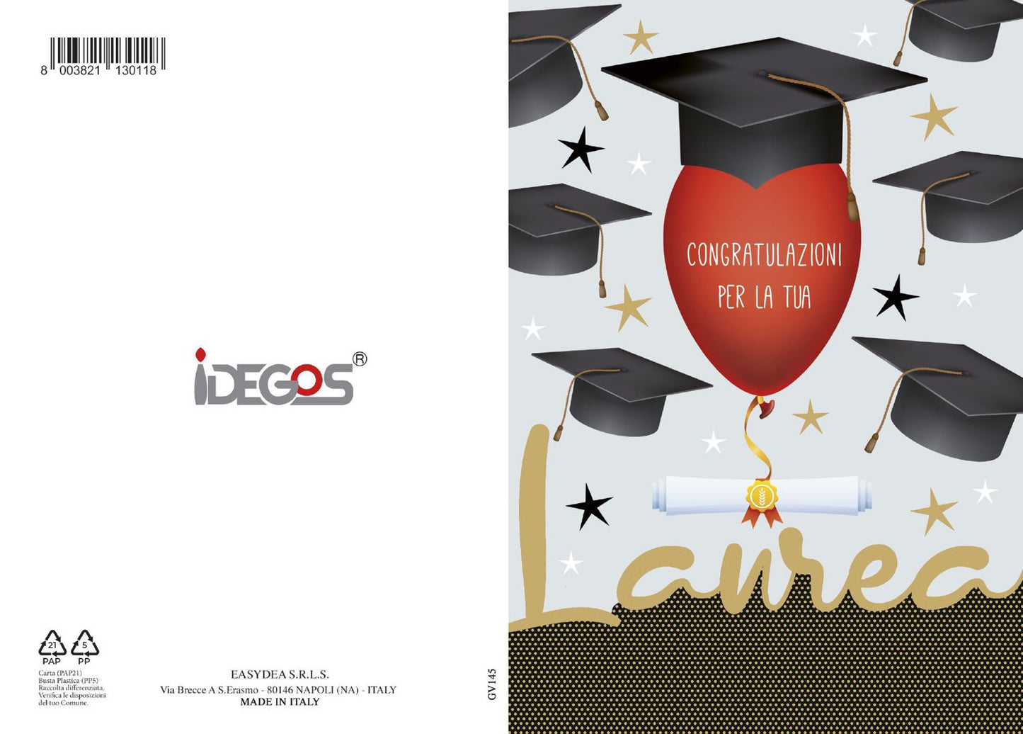 BIGLIETTO LAUREA KRAFT C/GLITTER