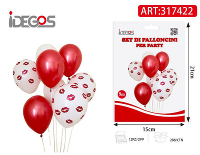 SET DI PALLONCINI CON BACI ROSSO