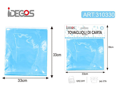 ACCESSORI FESTA TOVAGLIOLI CARTA 18G 2 STRATI 33*33CM 10PZ AZZURRO