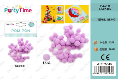 *POM PON 1.5CM 60PZ VIOLA CHIARO