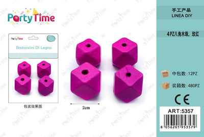 *bastoncini di legno ottagono 2cm fucsia