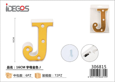 LETTERE CON LUCI LED J 16CM ORO