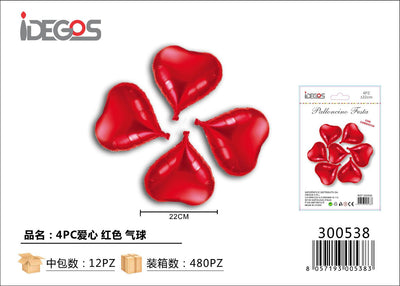 PALLONCINO CUORE ROSSO 4PZ